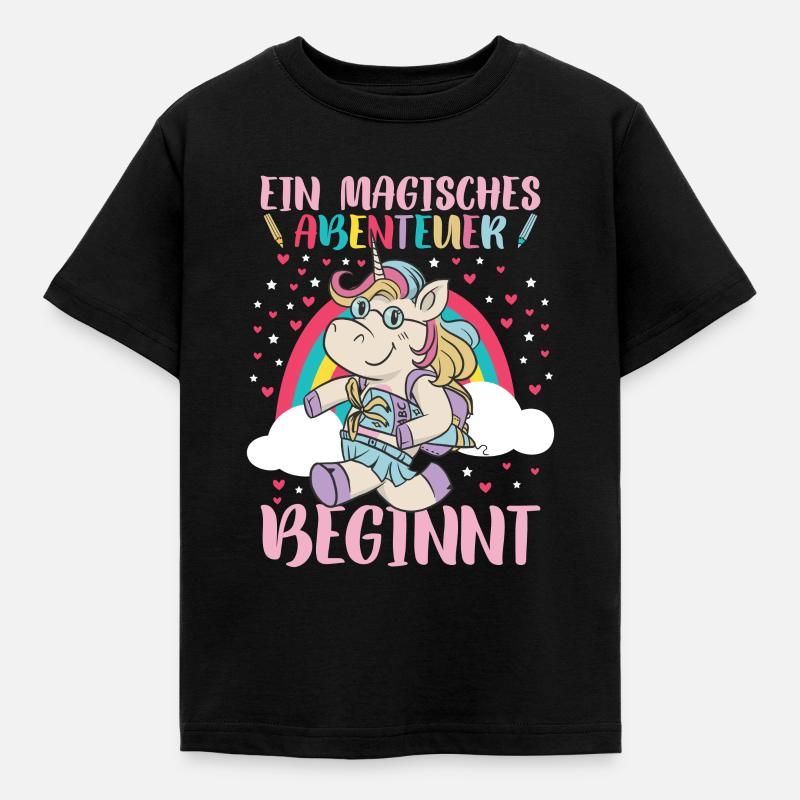 Schulkind Grundschule Kindergarten Einhorn - Kinder T-Shirt - Schwarz