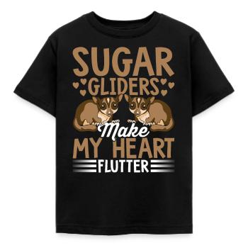 Sugar Gliders Heart Flutter Sugar Glider Owner - Kids' T-Shirt - black - Front - AI Model Kid Female (0cm)