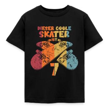 Dieser coole Skater ist 7 - Kinder T-Shirt - Schwarz - Vorne - AI Model Kid Female (0cm)