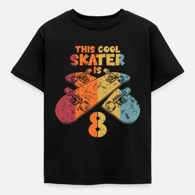 This cool skater is 8 - Kinder T-Shirt - Schwarz