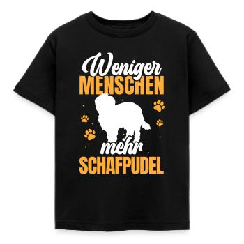 Weniger Menschen mehr Schafpudel Hütepudel - Kinder T-Shirt - Schwarz - Vorne - AI Model Kid Female (0cm)