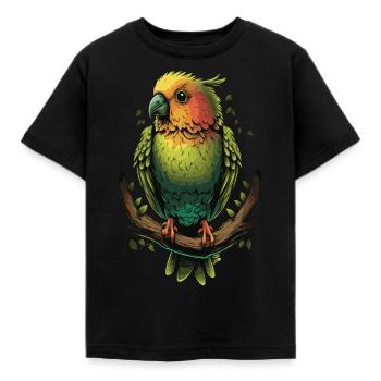 Mignon perroquet tourtereau Perruche Ornithologie - T-shirt Enfant - noir - Devant - AI Model Kid Female (0cm)