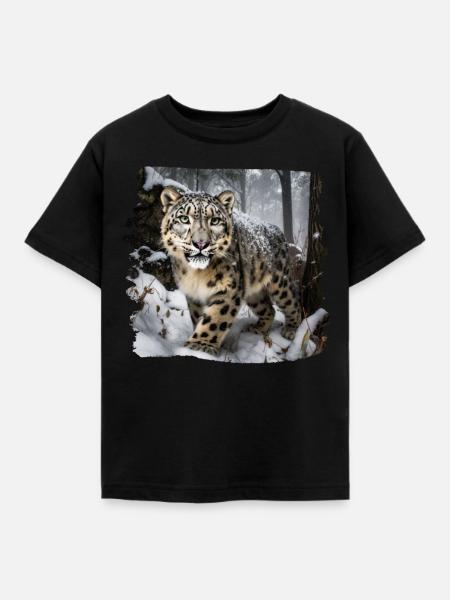 Schneeleoparden Schneeleopard - Kinder T-Shirt - Schwarz