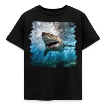 Haie realistic Hai weißer Hai - Kinder T-Shirt - Schwarz - Vorne - AI Model Kid Female (0cm)