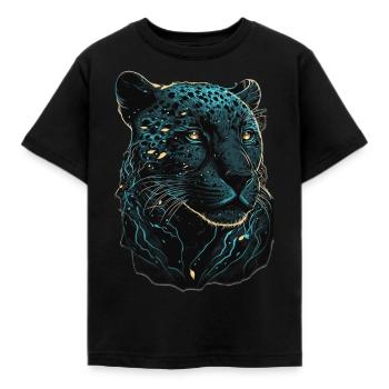 Black Leopard Panther Wild Cat Wildlife Lover - Kinder T-Shirt - Schwarz - Vorne - AI Model Kid Female (0cm)