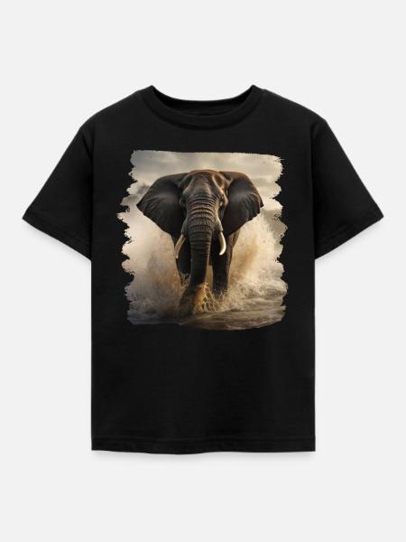 Elefanten realistic Elefant - Kinder T-Shirt - Schwarz