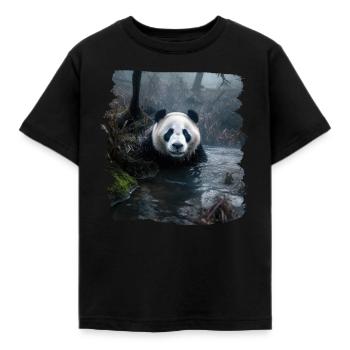 Pandas realistic Panda Giant Panda - Kids' T-Shirt - black - Front - AI Model Kid Female (0cm)