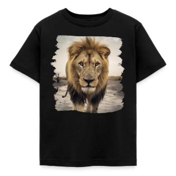 Löwen realistic Löwe - Kinder T-Shirt - Schwarz - Vorne - AI Model Kid Female (0cm)