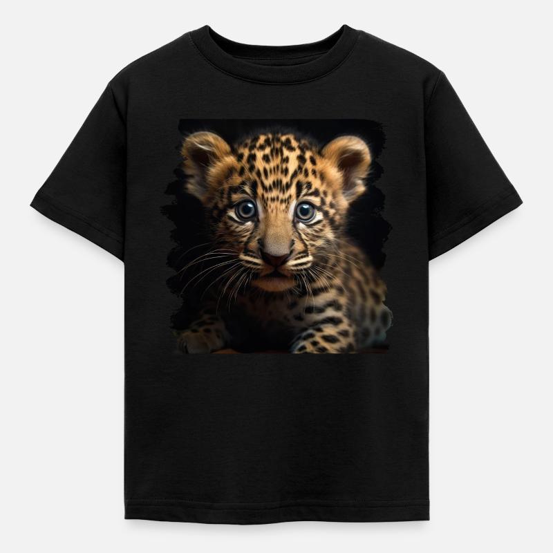 Leoparden Leoparde réaliste Leopard - T-shirt Enfant - noir