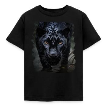 schwarzer Panther realistic Panther - Kinder T-Shirt - Schwarz - Vorne - AI Model Kid Female (0cm)
