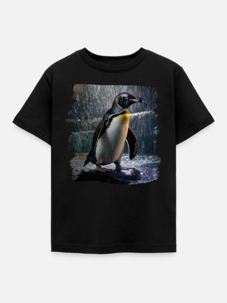 Pinguine realistic Pinguin - Kinder T-Shirt - Schwarz