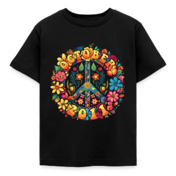 Flower Power Hippie Birthday - October 2011 - Kids' T-Shirt - black - Front - AI Model Kid Female (0cm)