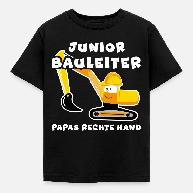 Papas rechte Hand Kinder Bagger Baustelle - Kinder T-Shirt - Schwarz