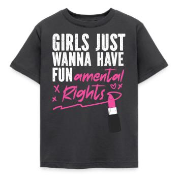 Feminist Lipstick Girls Just Wanna - Kinder T-Shirt - Dunkelgrau - Vorne - AI Model Kid Female (0cm)