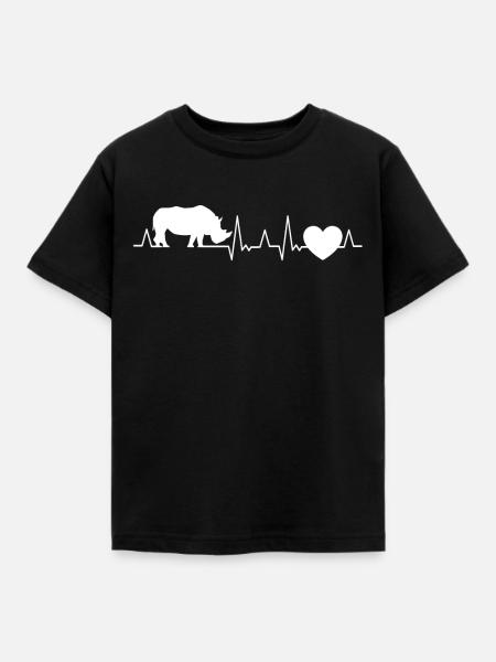 Nashorn Herzschlag Rhino - Kinder T-Shirt - Schwarz