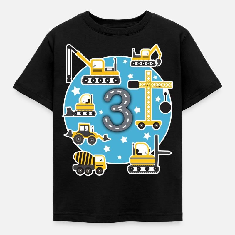 Kinder Geburtstagsshirt 3 Jahre Junge Baustelle - Kinder T-Shirt - Schwarz