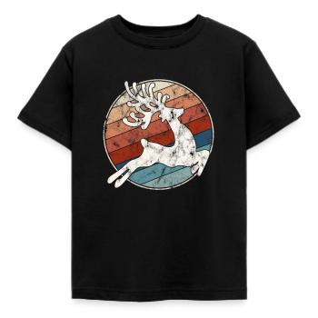 Elch Retro - Kinder T-Shirt - Schwarz - Vorne - AI Model Kid Female (0cm)