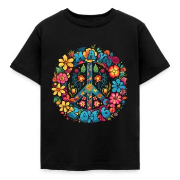 Flower Power Hippie Birthday - May 2016 - Kids' T-Shirt - black - Front - AI Model Kid Female (0cm)