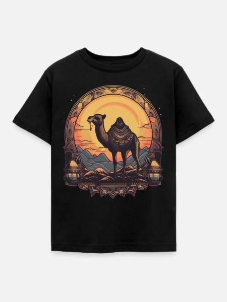 Kamel Retro Großkamel Ägypten - Kinder T-Shirt - Schwarz