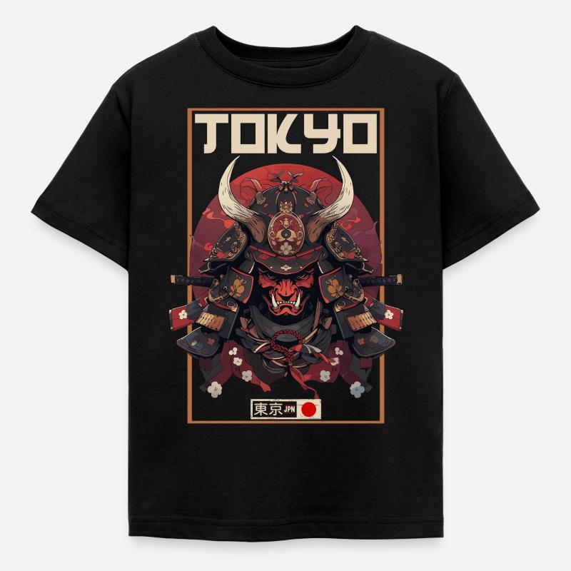 Asia 80s Japanese Retro Samurai Samurai - Kids' T-Shirt - black
