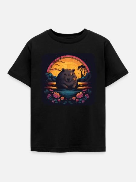 Capybara Geschenk Wasserschwein - Børne-T-shirt - sort