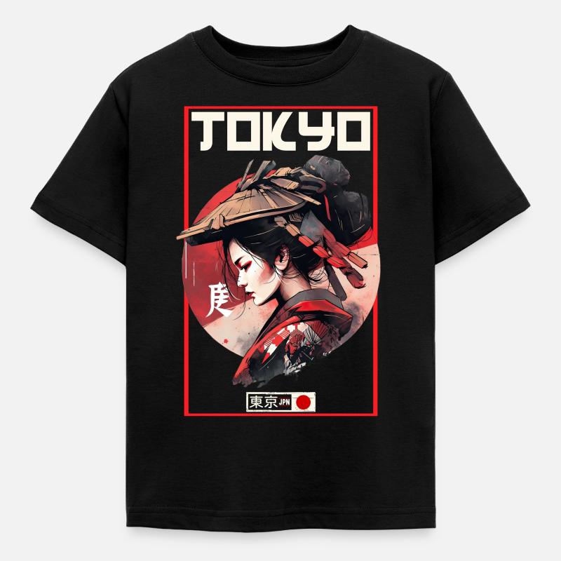 Asia 80s Japanese Retro Samurai Samurai - Kids' T-Shirt - black