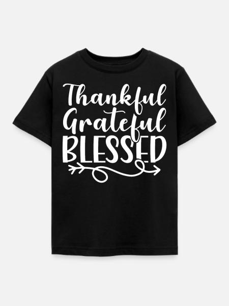 Thankful Grateful - Kinder T-Shirt - Schwarz
