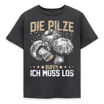 Pilzsammler Korb Mykologen Pilzsucher Pilzjäger - Kinder T-Shirt - Dunkelgrau - Vorne - AI Model Kid Female (0cm)
