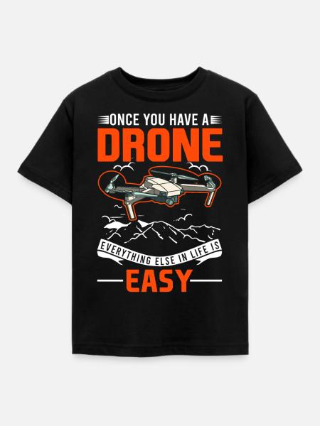 Drohne Drohnenpilot Quadrocopter - Kinder T-Shirt - Schwarz