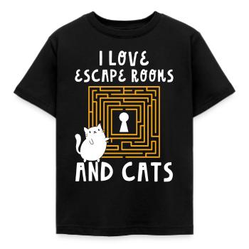Mignon J’aime les salles d’évasion et les chats Puzzle Game Myst - T-shirt Enfant - noir - Devant - AI Model Kid Female (0cm)