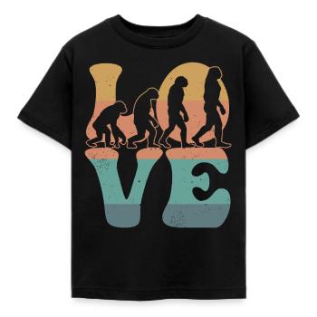 Charles Darwin Evolutionstheorie LIEBE - Kinder T-Shirt - Schwarz - Vorne - AI Model Kid Female (0cm)