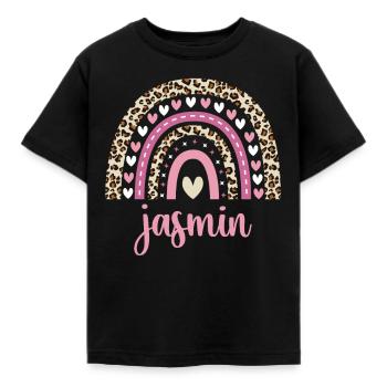 Jasmin Regenbogen Name Geburtstag Jasmin - Kinder T-Shirt - Schwarz - Vorne - AI Model Kid Female (0cm)