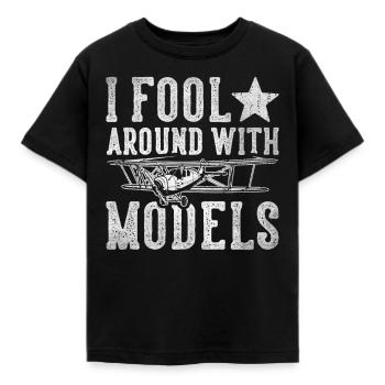 Je m’amuse avec des modèles réduits d’avion - T-shirt Enfant - noir - Devant - AI Model Kid Female (0cm)