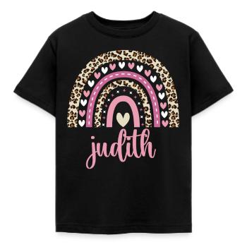 Judith Regenbogen Name Geburtstag Judith - Kinder T-Shirt - Schwarz - Vorne - AI Model Kid Female (0cm)