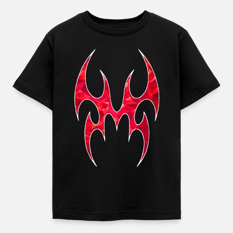Alien Spider aus roten Polygonen - Kinder T-Shirt - Schwarz