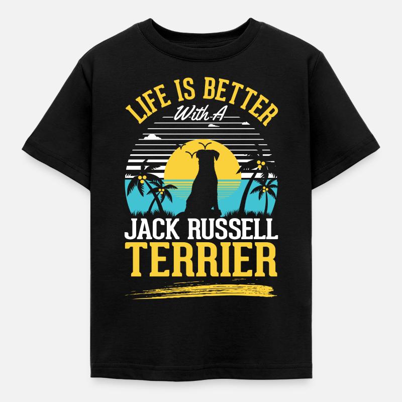 Life is better with Jack Russell Terrier - Kids' T-Shirt - black