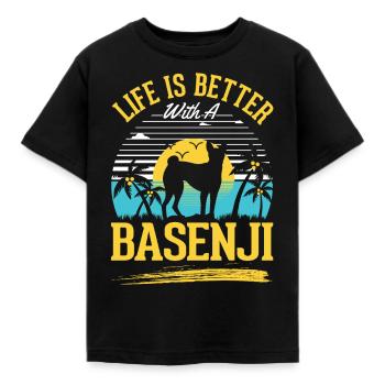 La vie est meilleure avec un Basenji - T-shirt Enfant - noir - Devant - AI Model Kid Female (0cm)