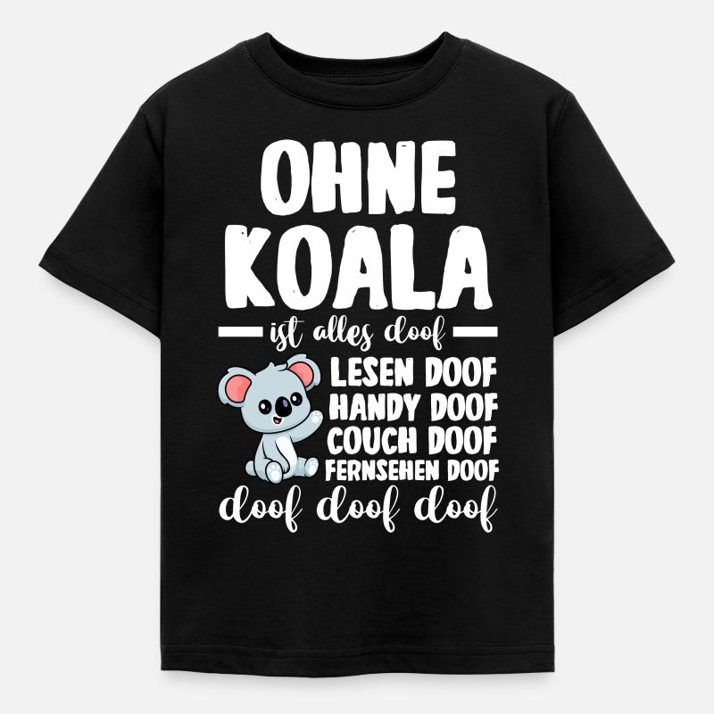 Koalabär Koala - Kinder T-Shirt - Schwarz