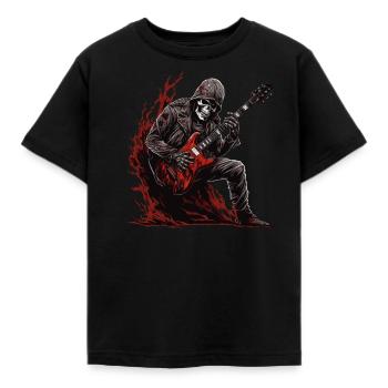 Gitarristen-tshirt E-Gitarren-Saiten - Kinder T-Shirt - Schwarz - Vorne - AI Model Kid Female (0cm)