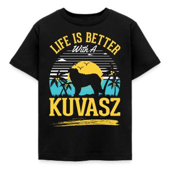 Refreshment is better with Kuvasz - Kids' T-Shirt - black - Front - AI Model Kid Female (0cm)