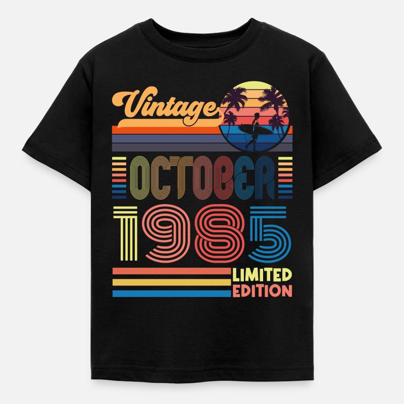 Anniversary October 1985. Gift October 1985. - Kids' T-Shirt - black