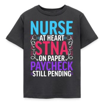 Aide-soignante en soins gériatriques Infirmière auxiliaire Infirmière auxiliaire - T-shirt Enfant - charbon - Devant - AI Model Kid Female (0cm)