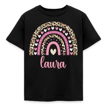 Laura Regenbogen Name Geburtstag Laura - Kinder T-Shirt - Schwarz - Vorne - AI Model Kid Female (0cm)