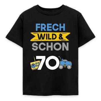 Geschenk 70 Jahre Geburtstag Spielzeug Auto - Kinder T-Shirt - Schwarz - Vorne - AI Model Kid Female (0cm)