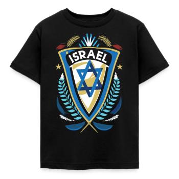 Stolzes Erbe - Heroisches Wappen für Israel - Kinder T-Shirt - Schwarz - Vorne - AI Model Kid Female (0cm)
