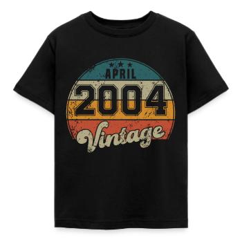 Vintage Geburtstag - April 2004 - Geschenkidee - Kinder T-Shirt - Schwarz - Vorne - AI Model Kid Female (0cm)