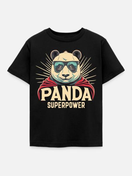 Superpower Panda - Kinder T-Shirt - Schwarz
