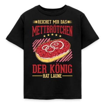 Mettbrötchen König Mett Hackepeter - Kinder T-Shirt - Schwarz - Vorne - AI Model Kid Female (0cm)