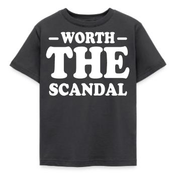 Worth the scandal, too hot to handle - Kids' T-Shirt - dark grey - Front - AI Model Kid Female (0cm)