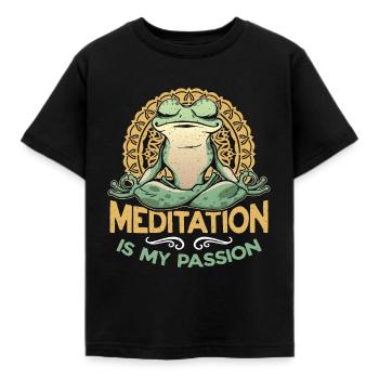 Meditation Is My Passion Yoga Exercise Frog Lover - Kids' T-Shirt - black - Front - AI Model Kid Female (0cm)